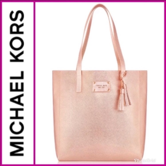 michael kors rose gold tote bag